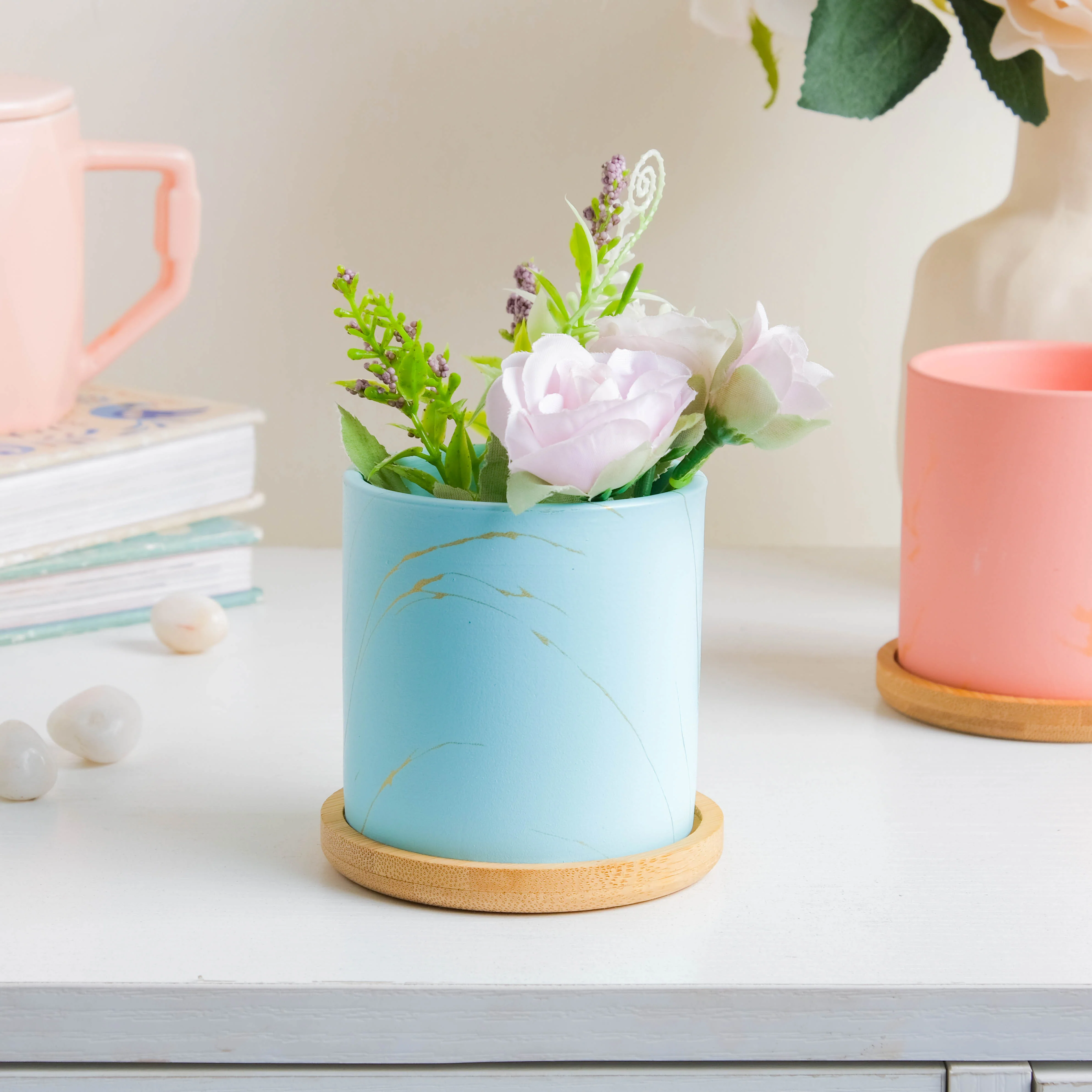 Winter Blue Planter With Coaster