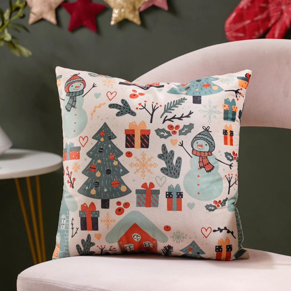Winter Graphic Velvet Cushion Cover 16 X 16 Inch - Image 3