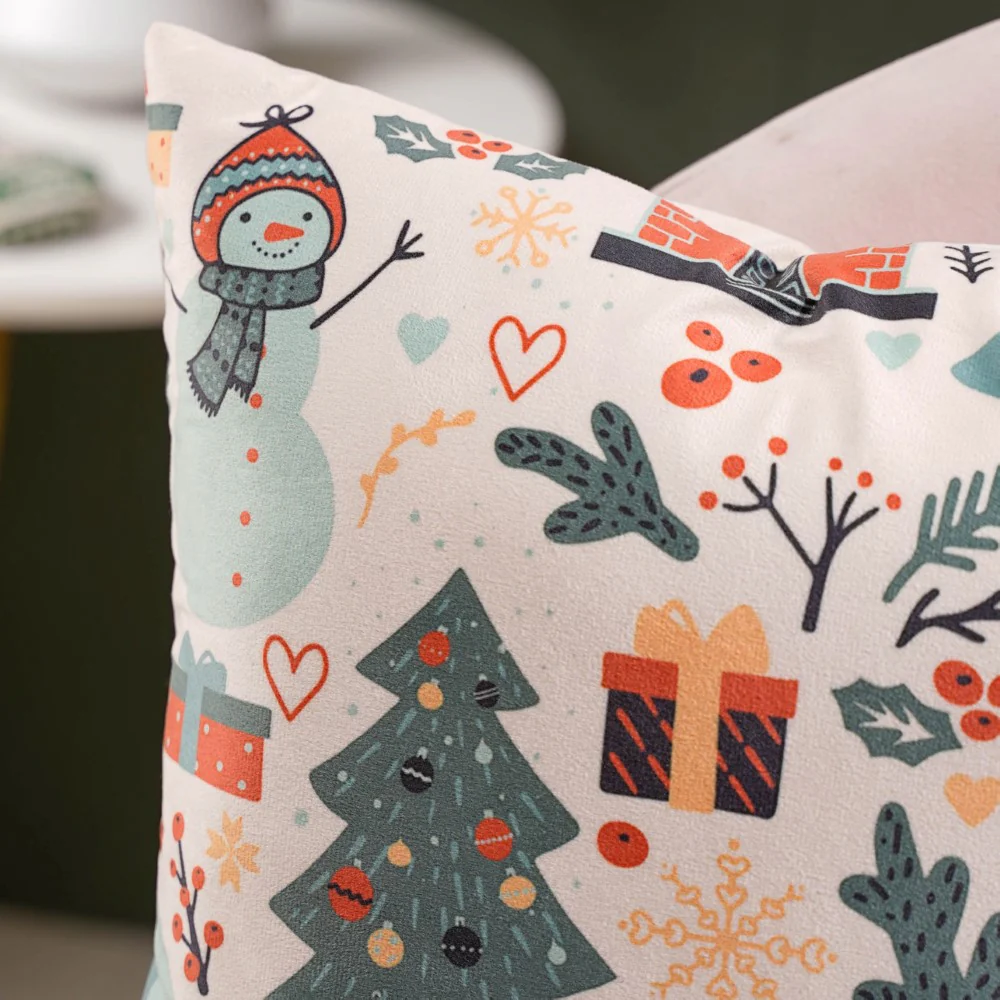 Winter Graphic Velvet Cushion Cover 16 X 16 Inch - Image 4