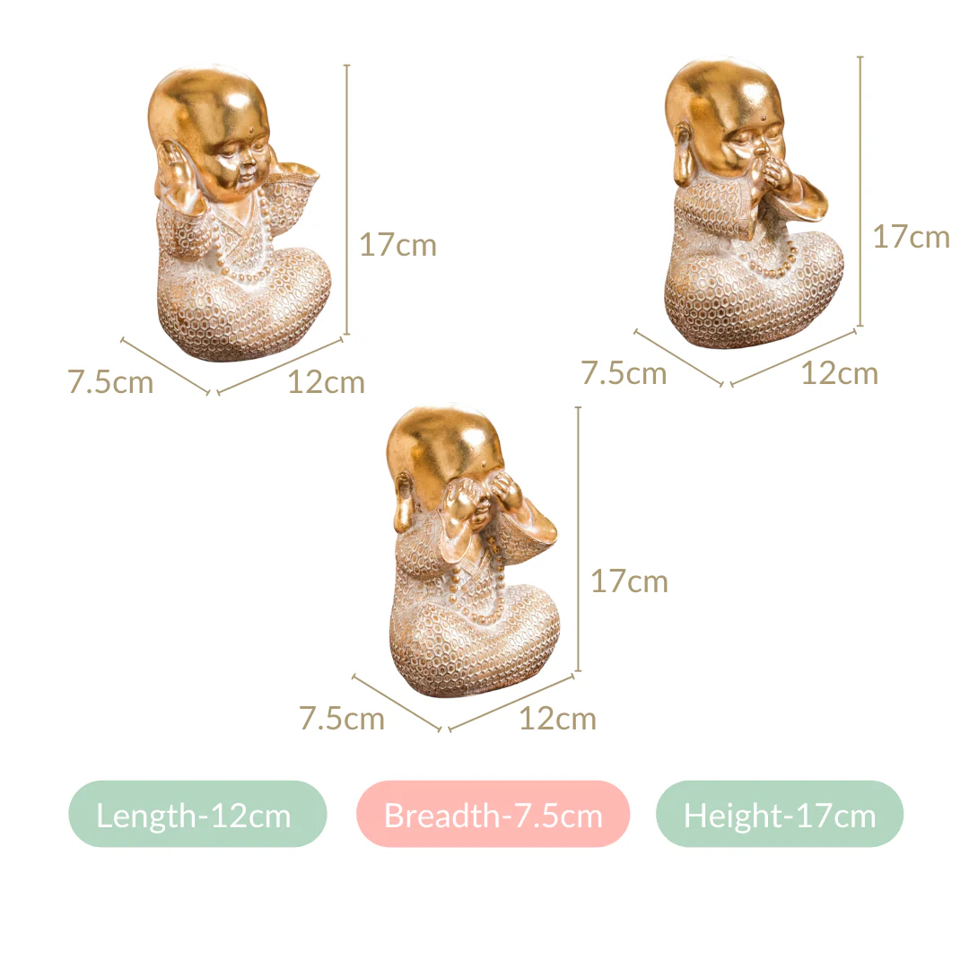 Wise Monk Trio Showpiece For Home Decor Gold - Image 5