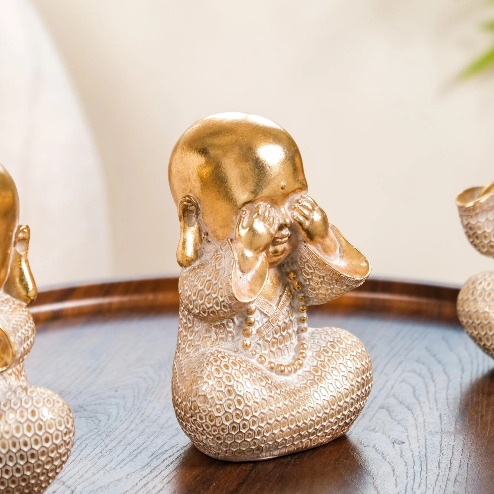 Wise Monk Trio Showpiece For Home Decor Gold - Image 8
