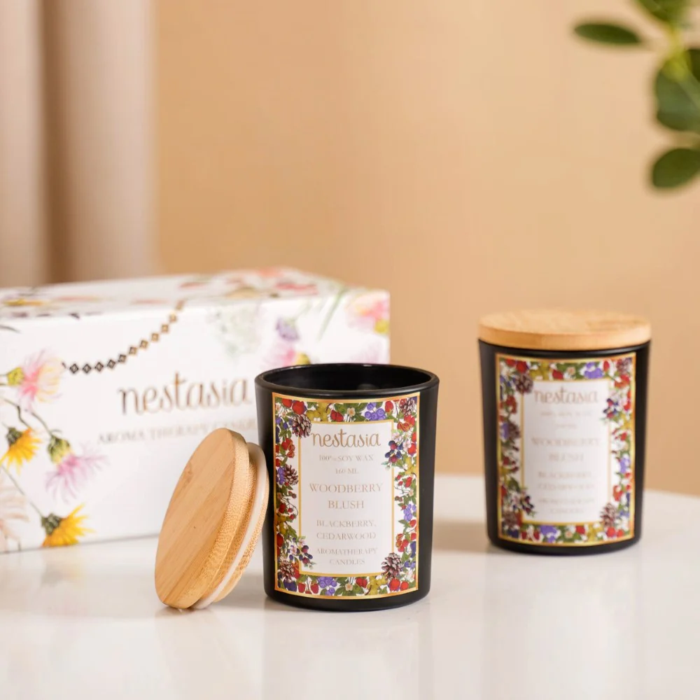 Woodberry Scented Candle Jar With Lid Set Of 2 - Image 5
