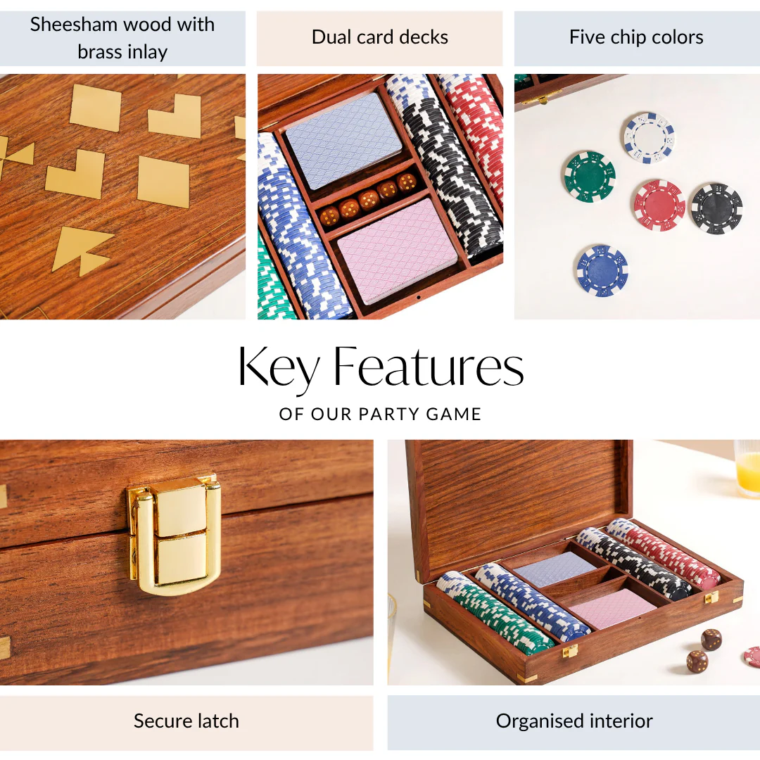 Wooden Box Poker Game Night Essentials Set - Image 6