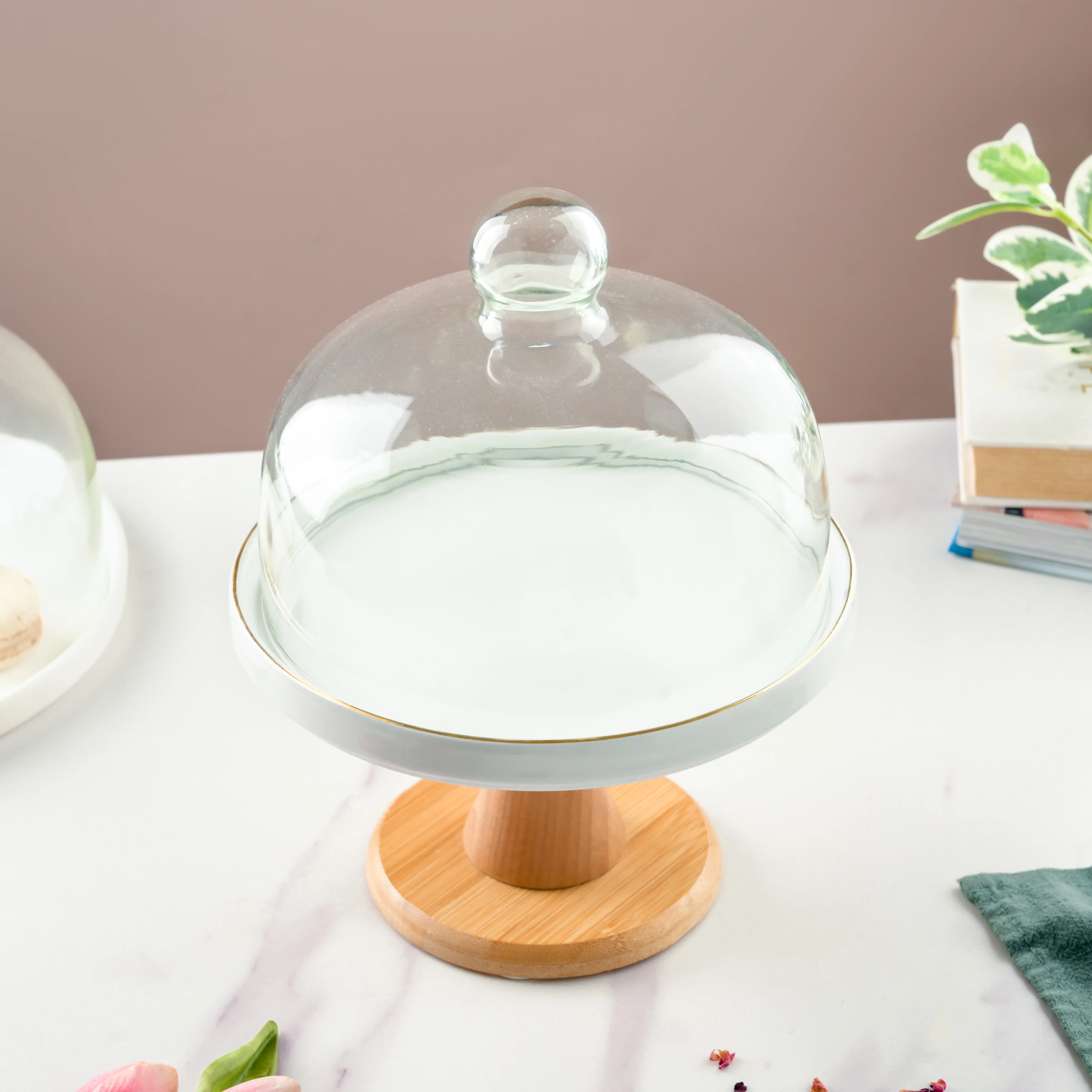 Wooden Cake Stand With Dome 8 inch - Image 4