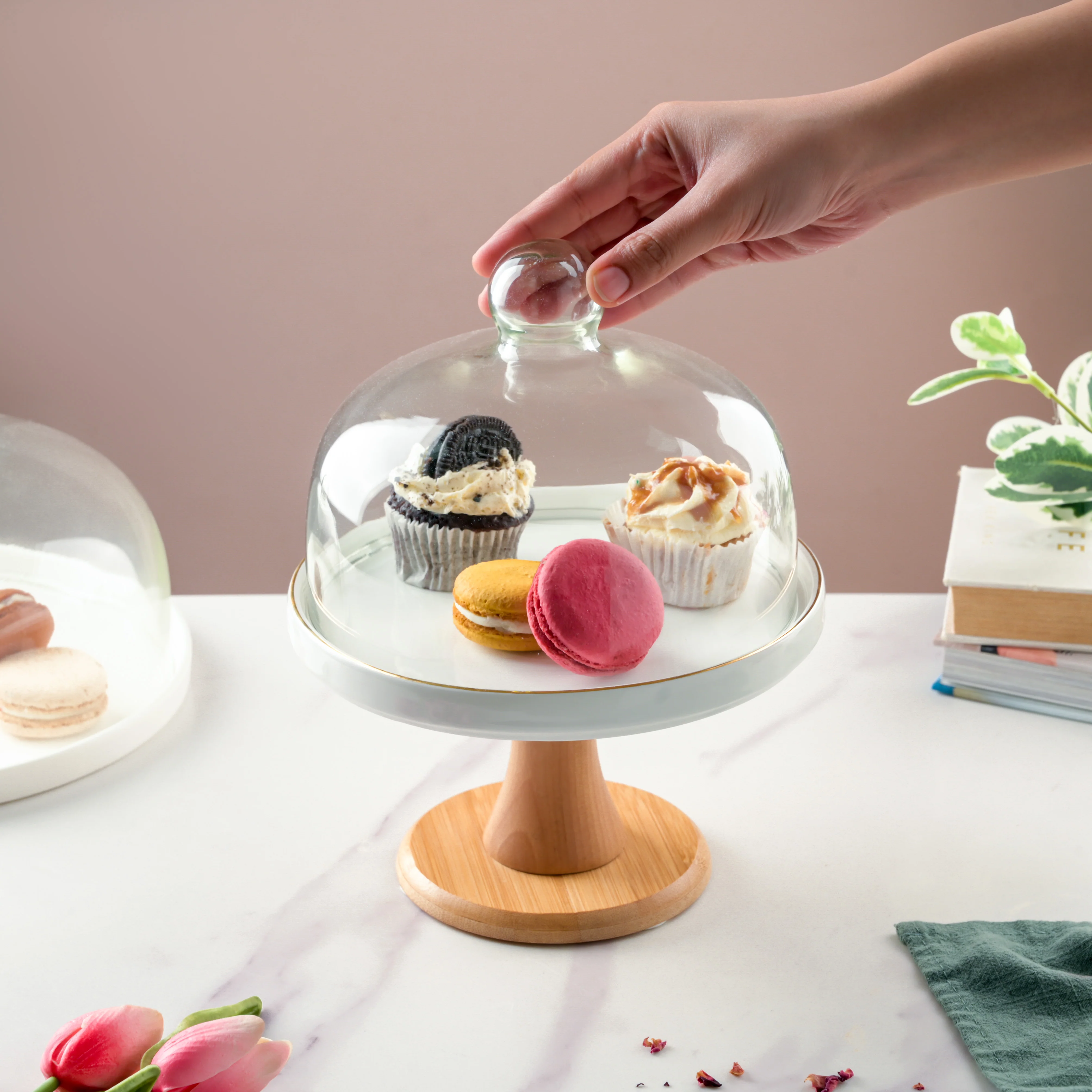 Wooden Cake Stand With Dome 8 inch - Image 6