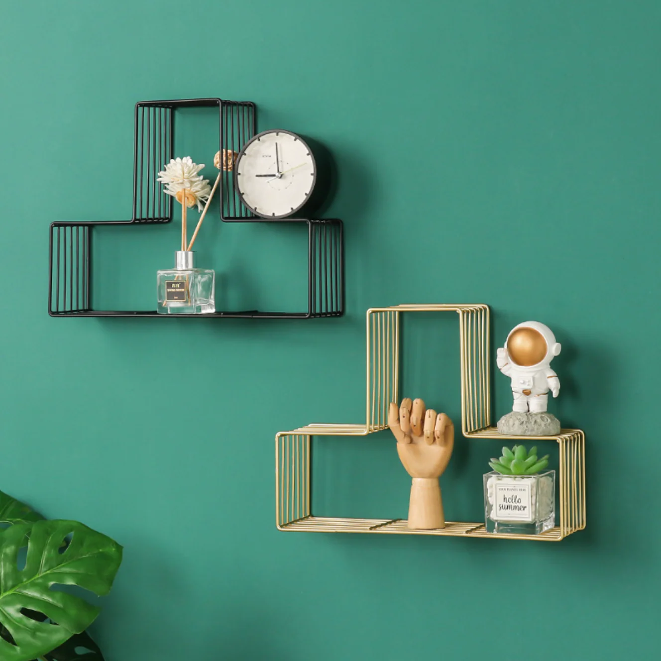 Modern Metal Hanging Shelf - Gold - Image 3