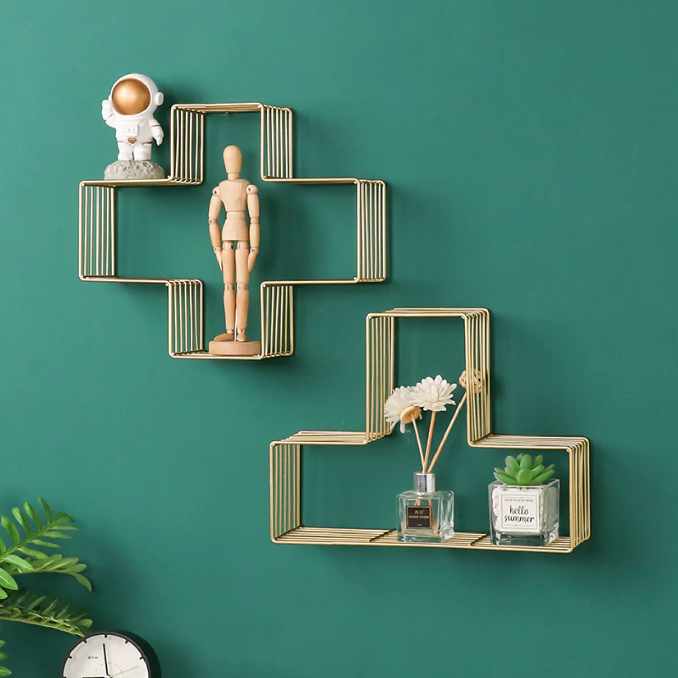 Modern Metal Hanging Shelf - Gold - Image 4