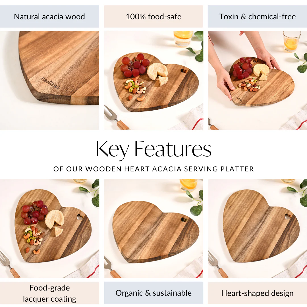 Wooden Heart Acacia Serving Platter - Image 5