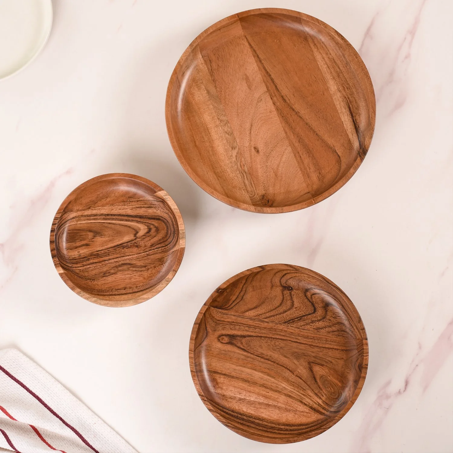 Wooden Round Serving Platter Set Of 3 - Image 7