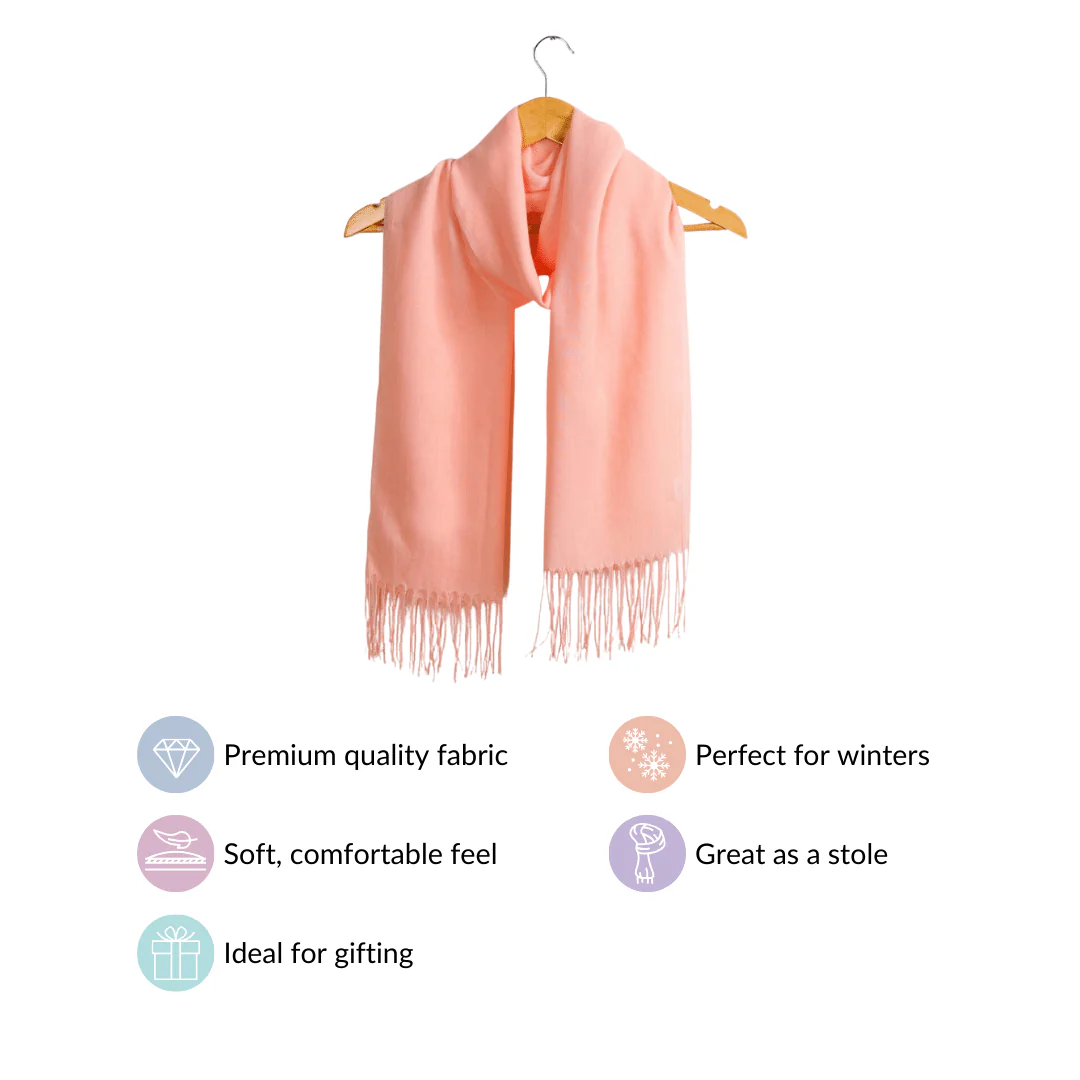 Woollen Blend Scarf Baby Pink Peach - Image 4