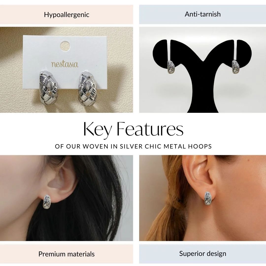 Woven In Silver Chic Metal Hoops - Image 4