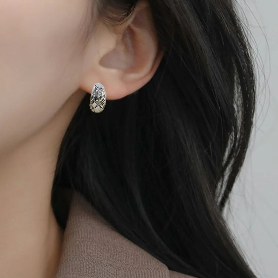 Woven In Silver Chic Metal Hoops - Image 5