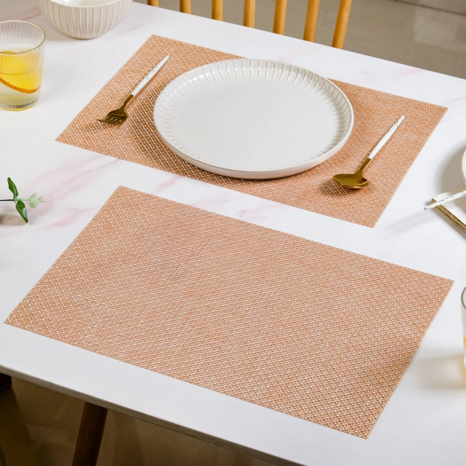 Woven Peach Placemat Set Of 6 - Image 3