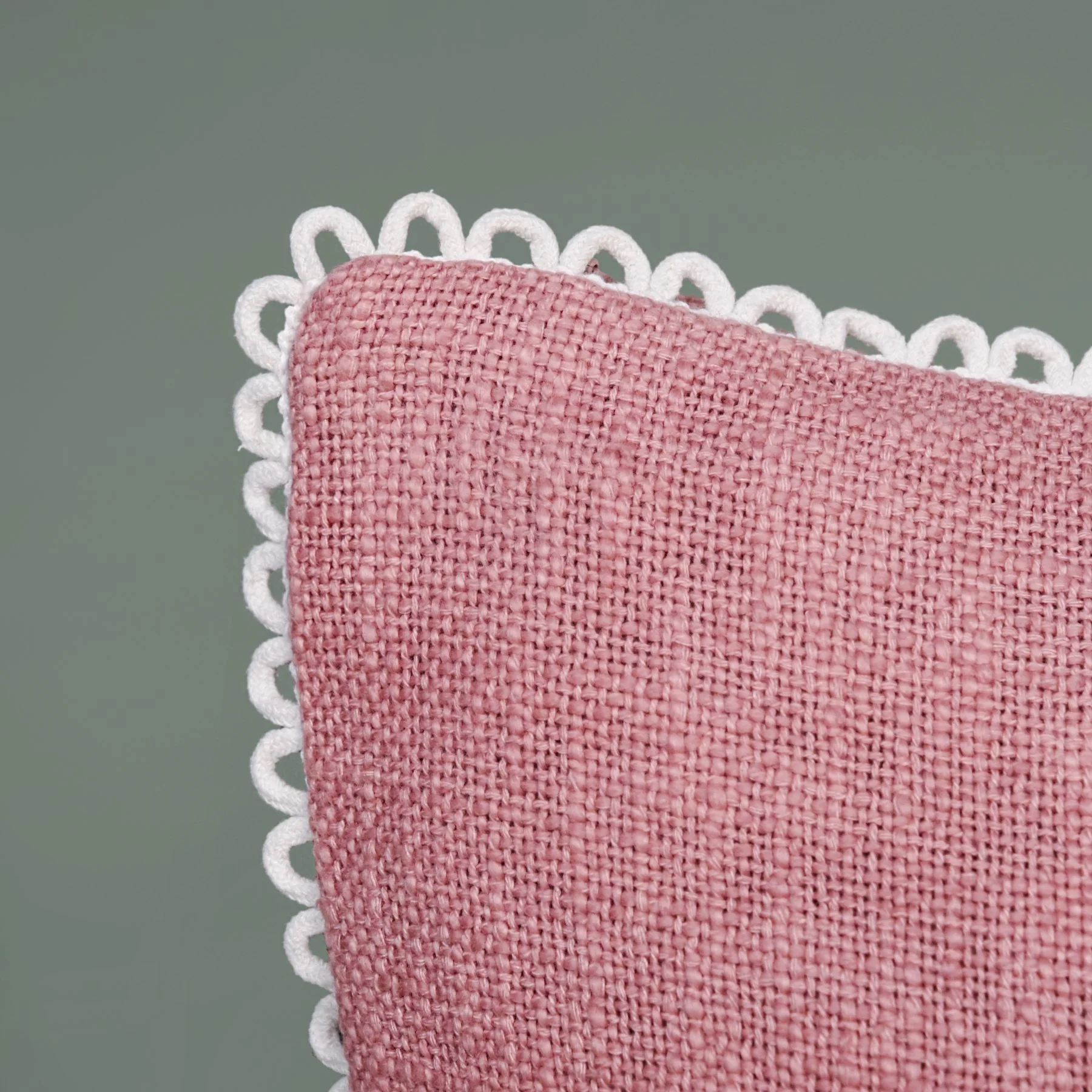 Woven Rose Cotton Cushion Cover With Looped Edging Set Of 2 - Image 5