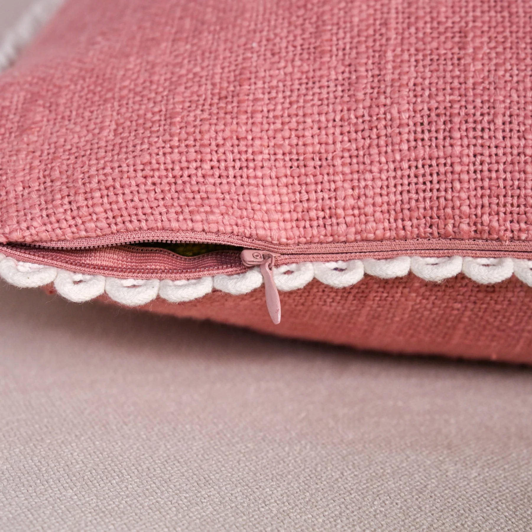 Woven Rose Cotton Cushion Cover With Looped Edging Set Of 2 - Image 7