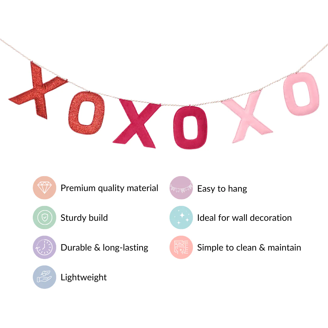 XOXO Ombre Bunting For Wall Decoration Multicolour 78 Inch - Image 4