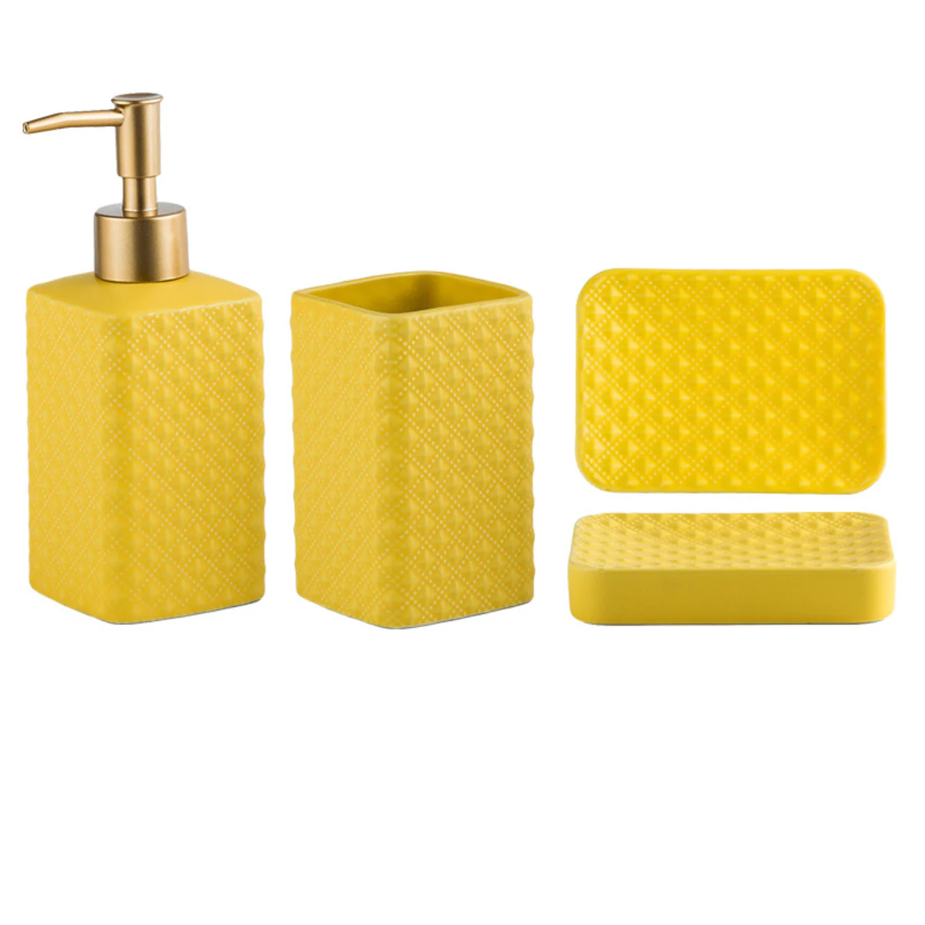 Yellow Bathroom Accessory Set - Image 5