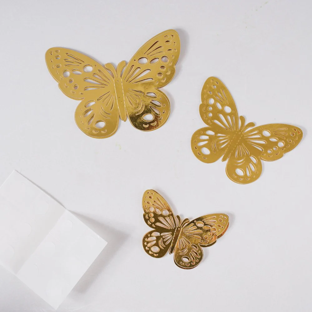 Yellow Gold Butterfly 3D Wall Stickers Set Of 12 - Image 6