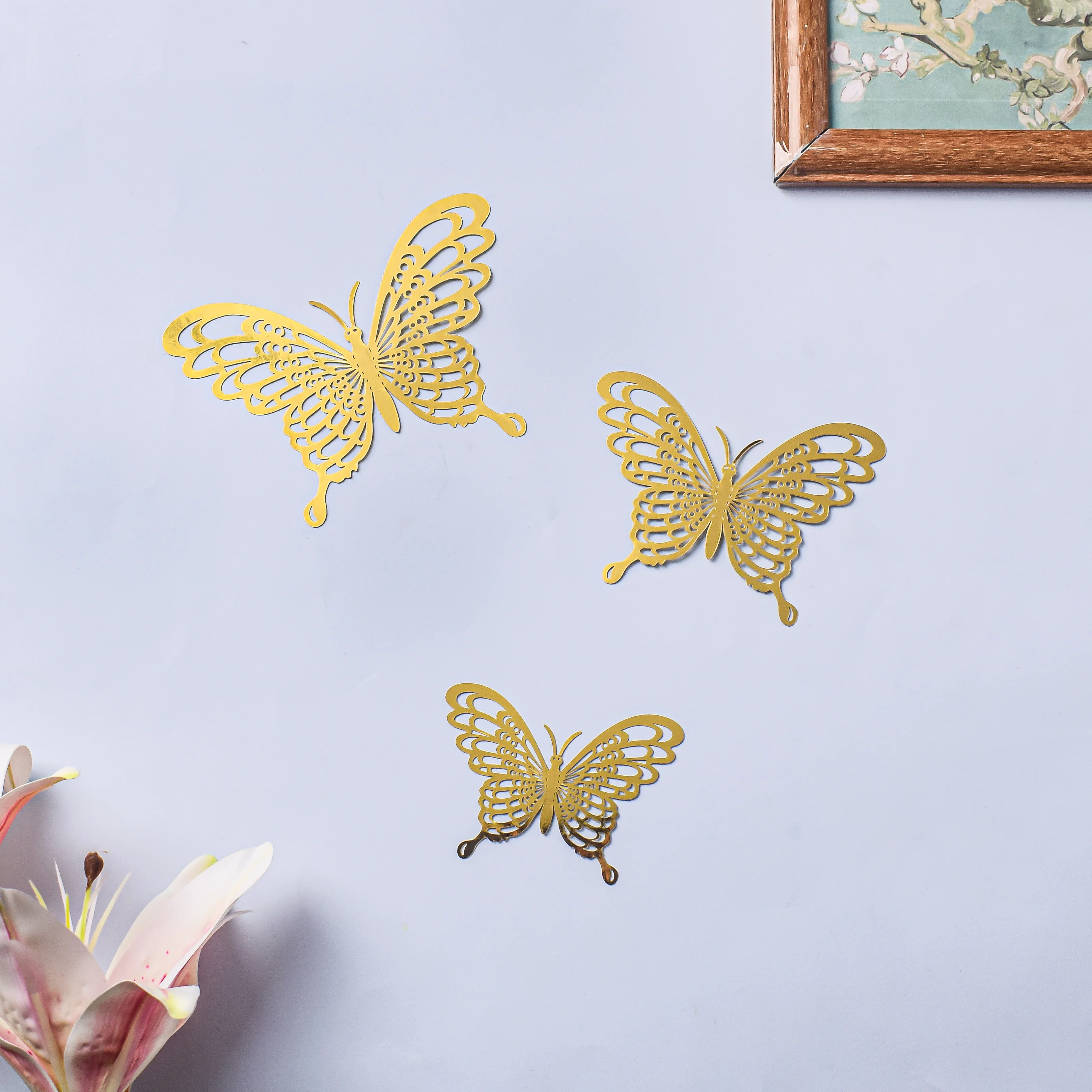 Yellow Gold Butterfly 3D Wall Stickers Set Of 36 - Image 3