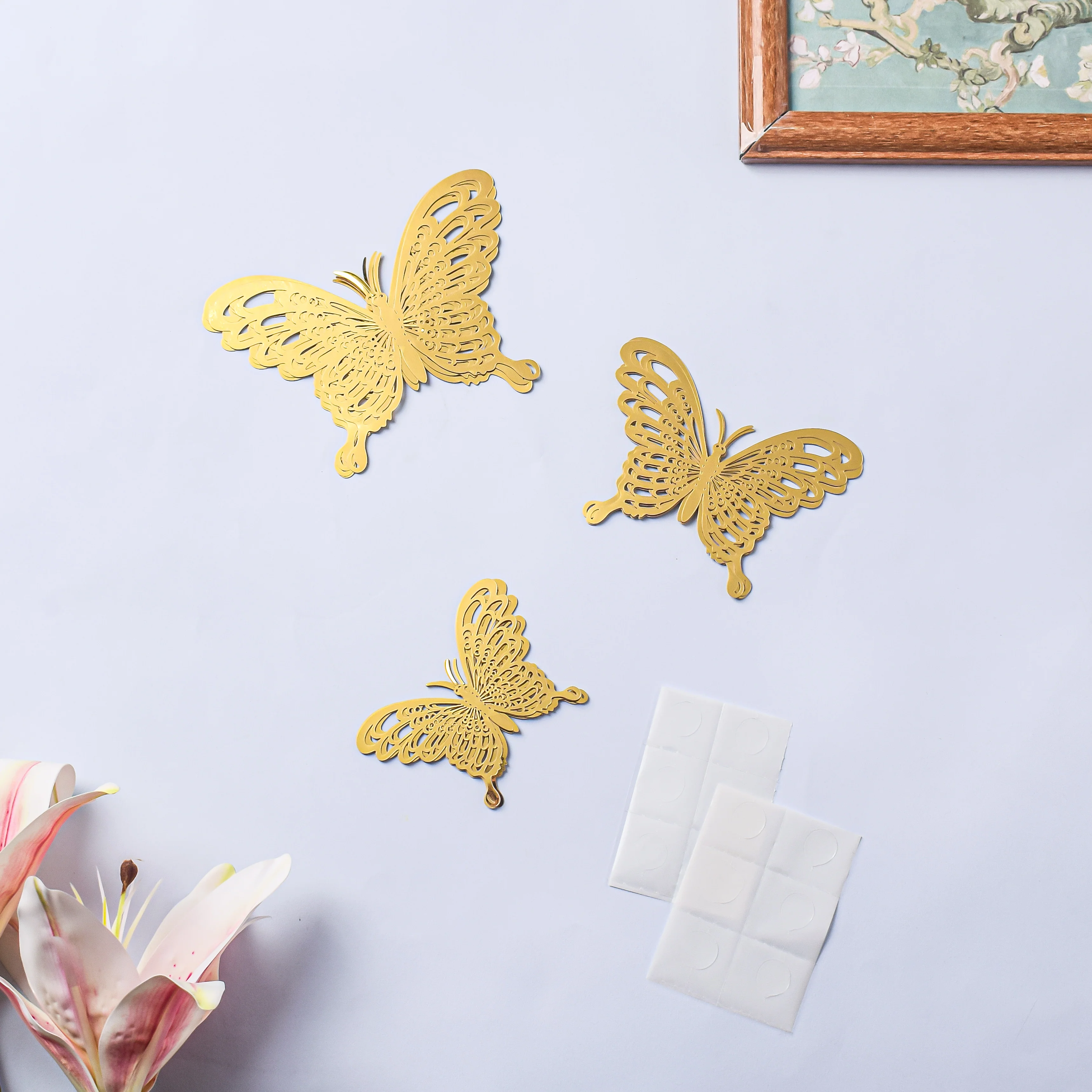 Yellow Gold Butterfly 3D Wall Stickers Set Of 36 - Image 5