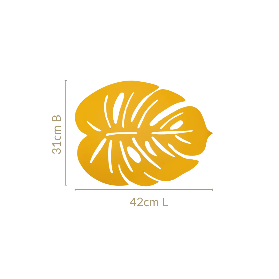 Yellow Laser Cut Monstera Leaf Table Mat Set Of 6 - Image 5