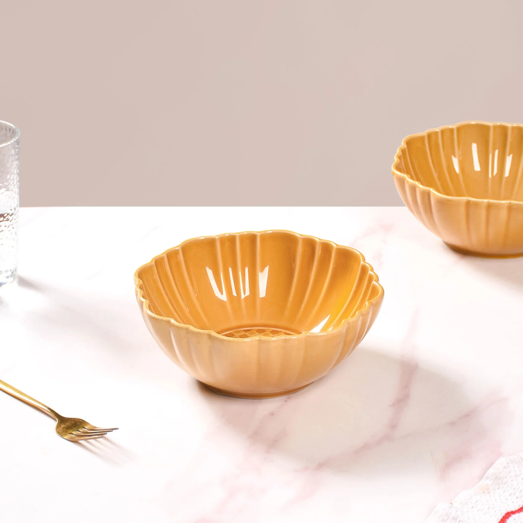 Yellow Ochre Serving Bowl Set Of 2 1200ml - Image 8