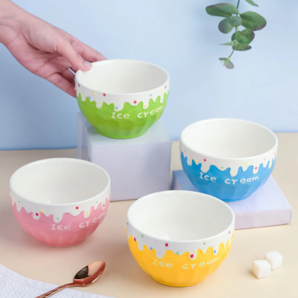 Yellow Strawberry Ice Cream Bowl 400 ml - Image 5