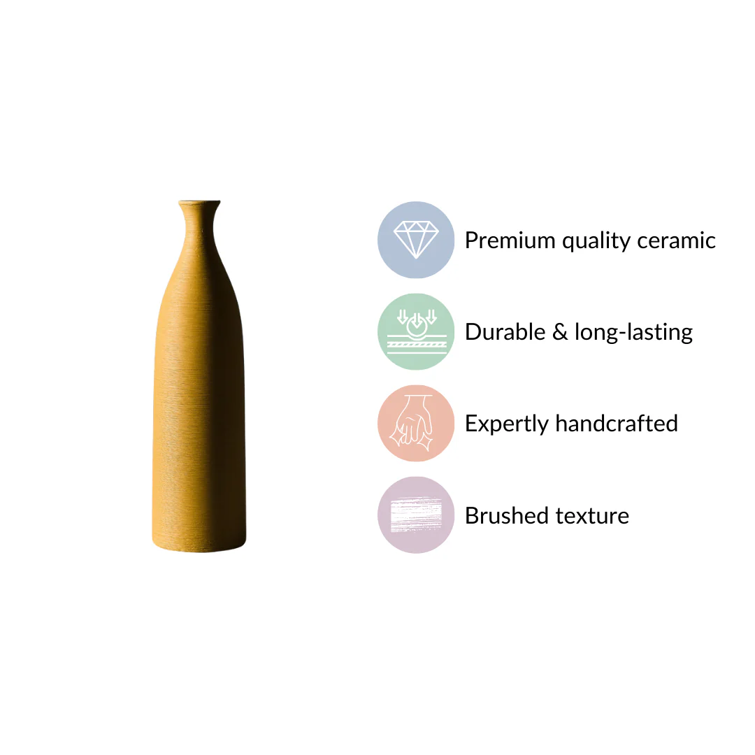Yellow Textured Ceramic Vase - Image 4