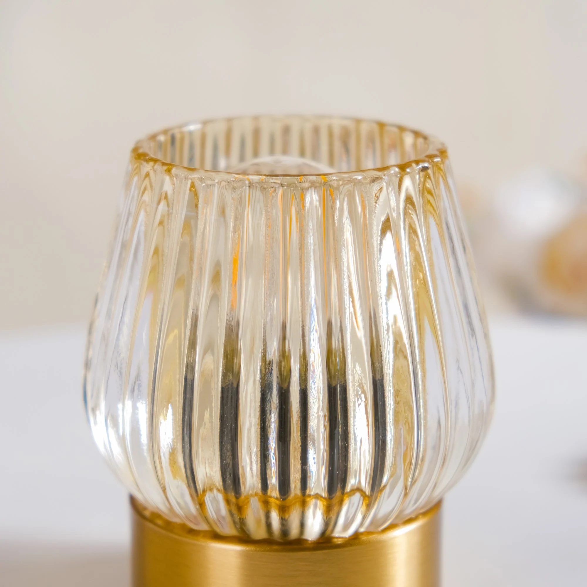 Yellow Tulip Glass Portable Lamp With Edison LED Bulb - Image 7