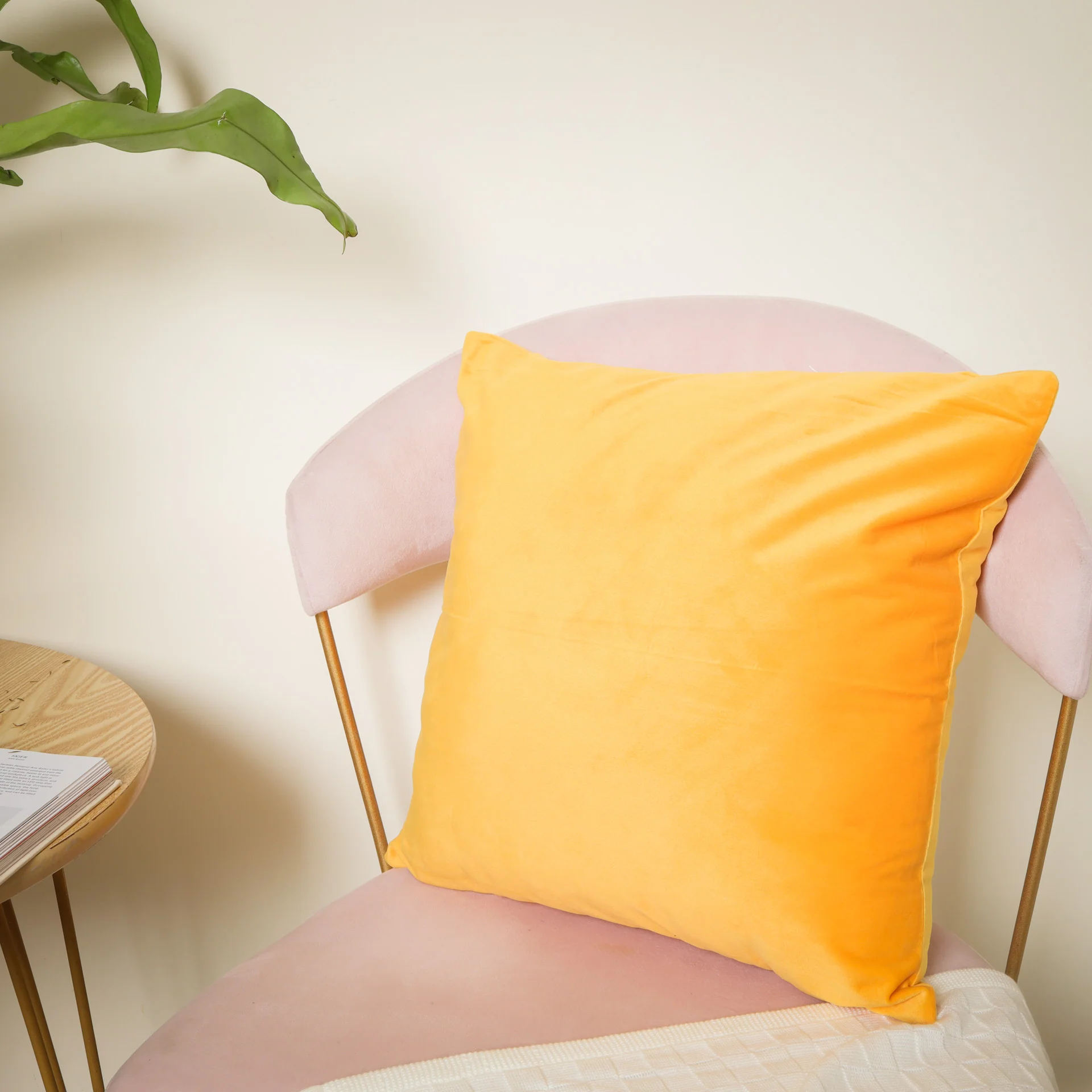 Yellow Velvet Cushion Case - Image 2