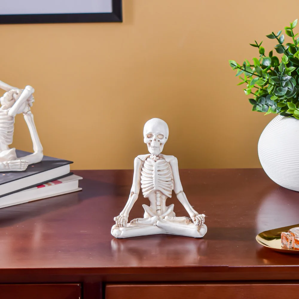 Yoga Skeleton Showpiece White Set Of 3 - Image 6