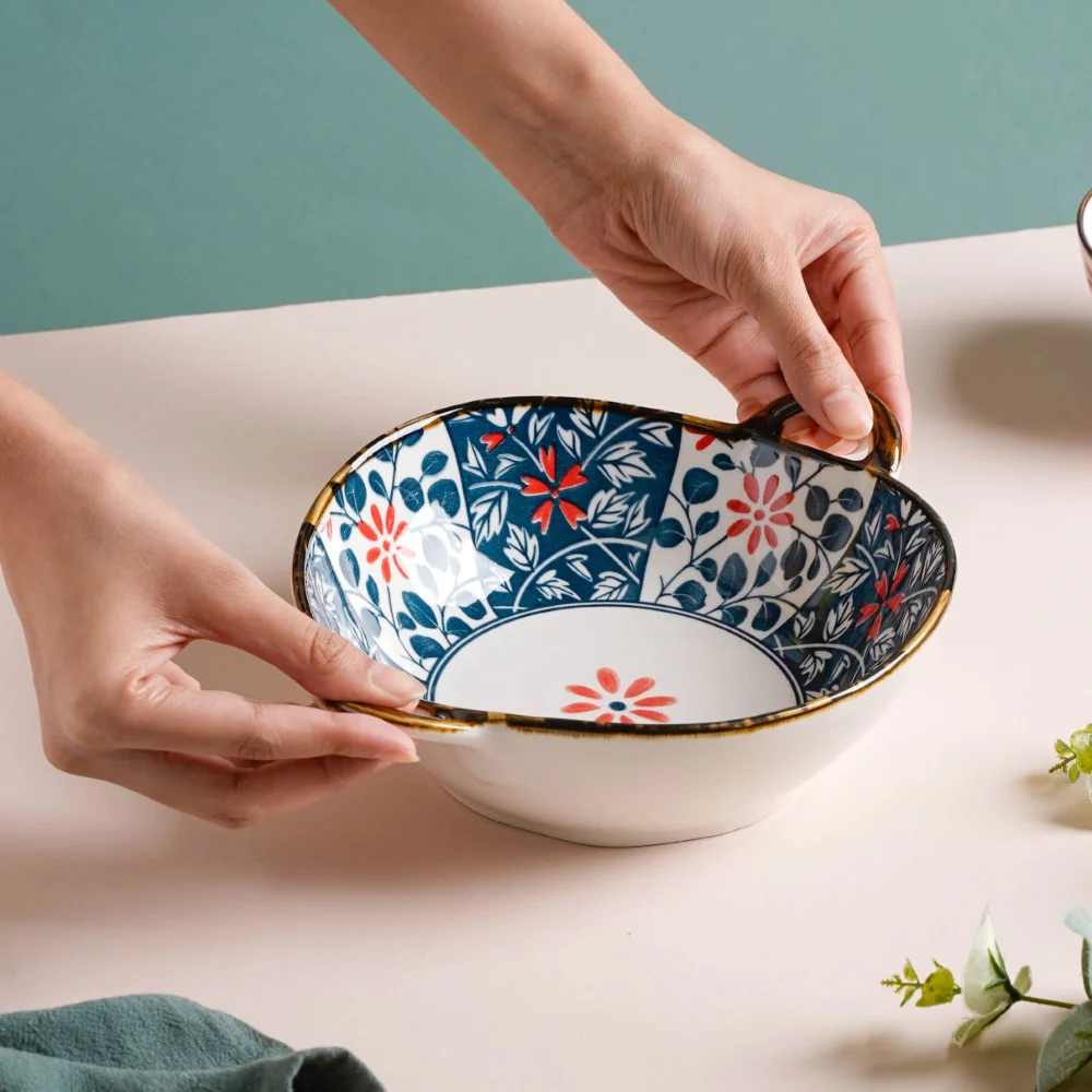 Yugana Floral Patterned Serving Bowl With Handles 9 Inch 500 ml - Image 2