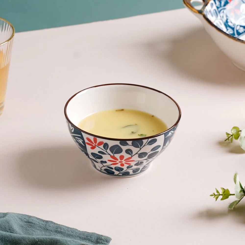 Yugana Floral Patterned Oriental Ceramic Snack Bowl 4.5 Inch 300 ml - Image 3