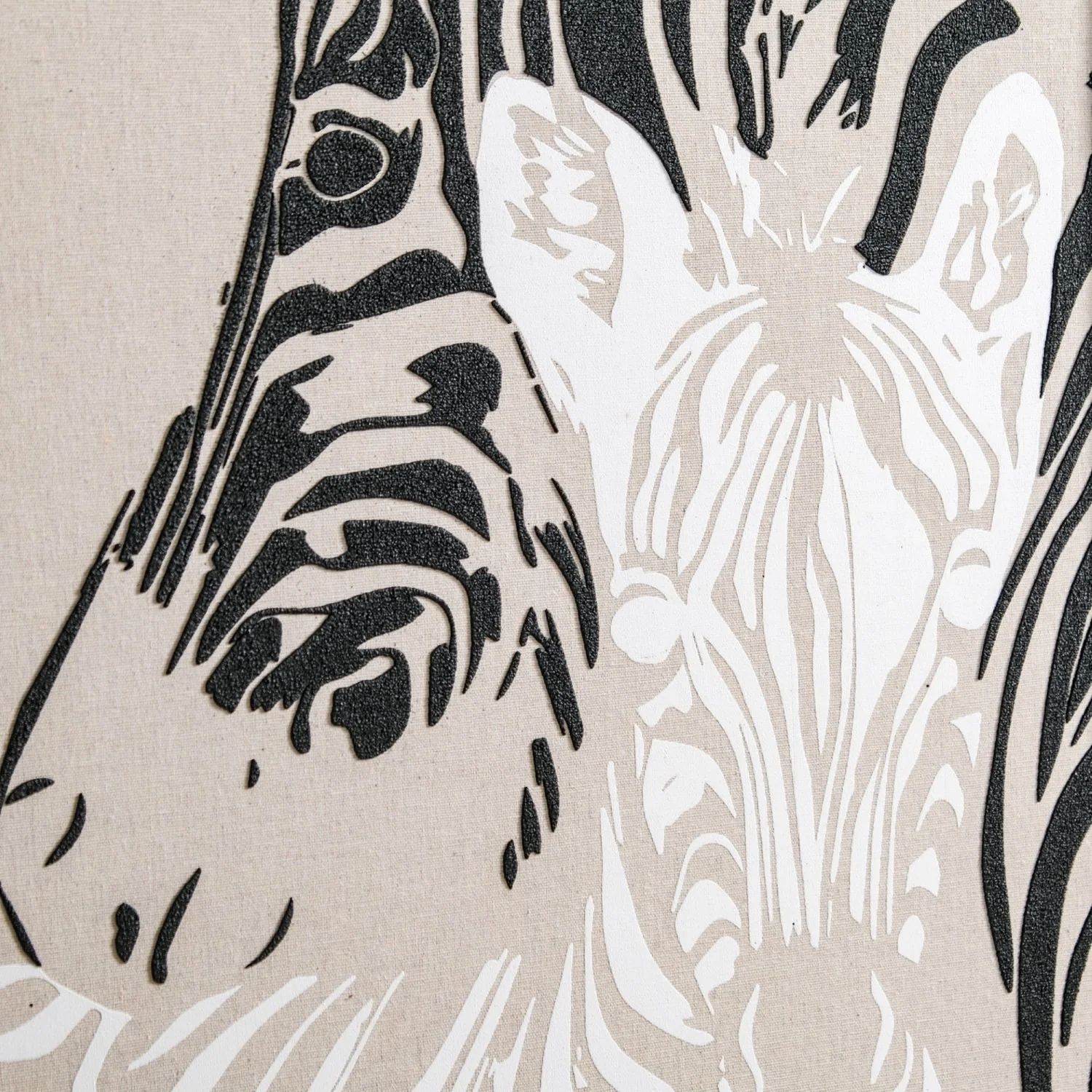 Zebra Embossed Canvas Wall Art Black White 23x17 Inch - Image 7