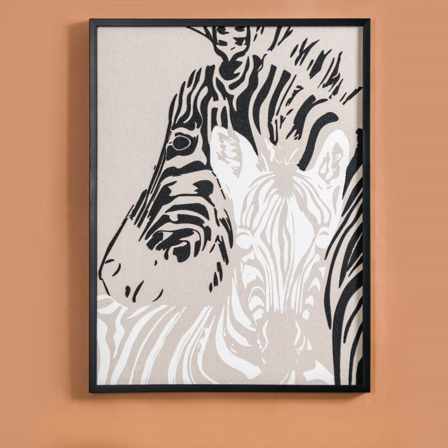 Zebra Embossed Canvas Wall Art Black White 23x17 Inch - Image 8