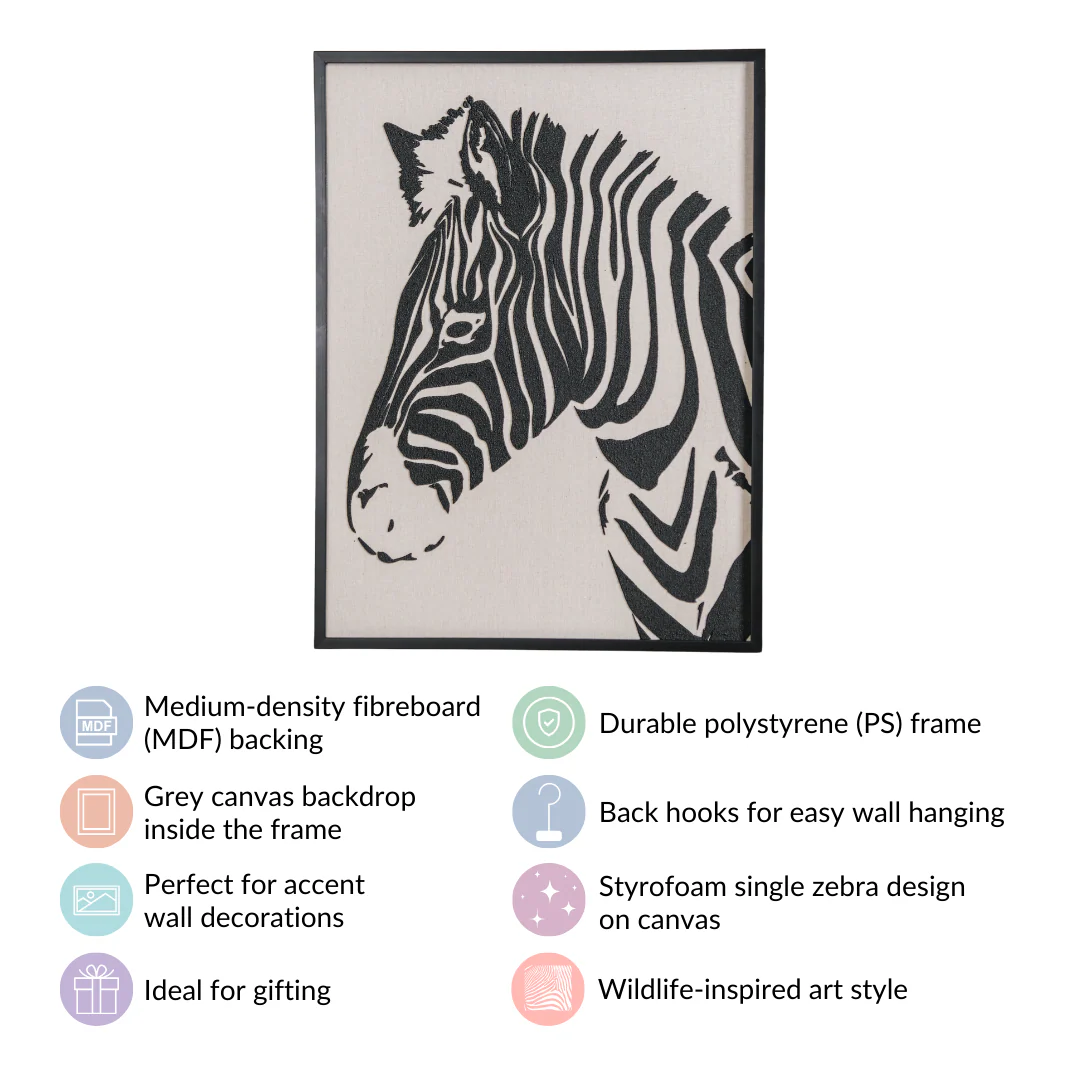 Zebra Safari Embossed Wall Decor For Living Room 23x17 Inch - Image 6