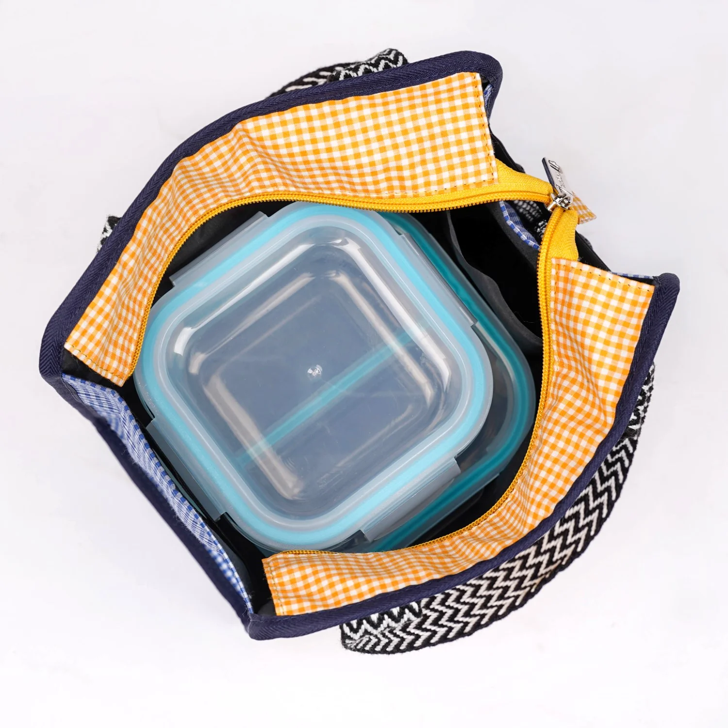Zesty Checkered Lunch Bag Yellow - Image 3