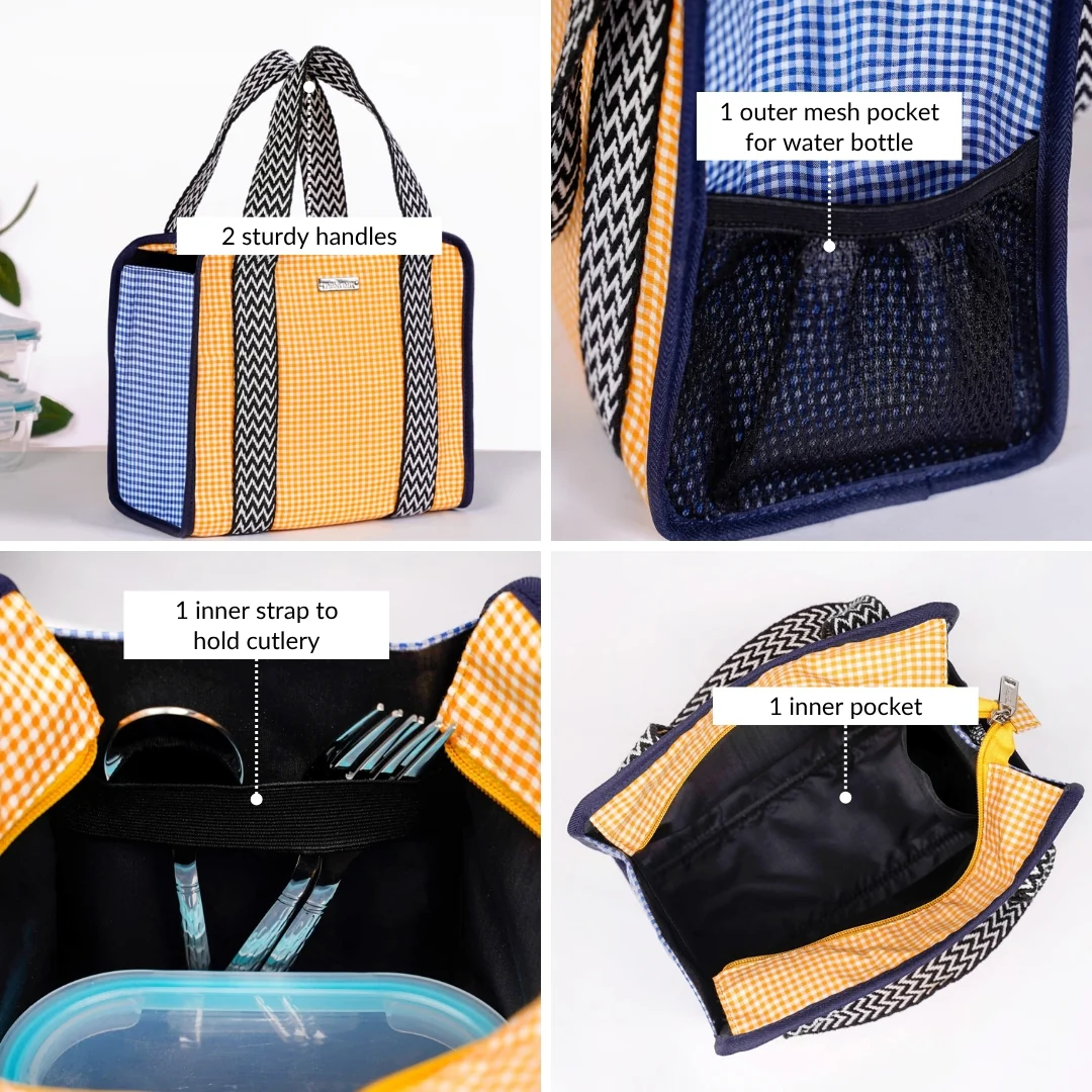 Zesty Checkered Lunch Bag Yellow - Image 6