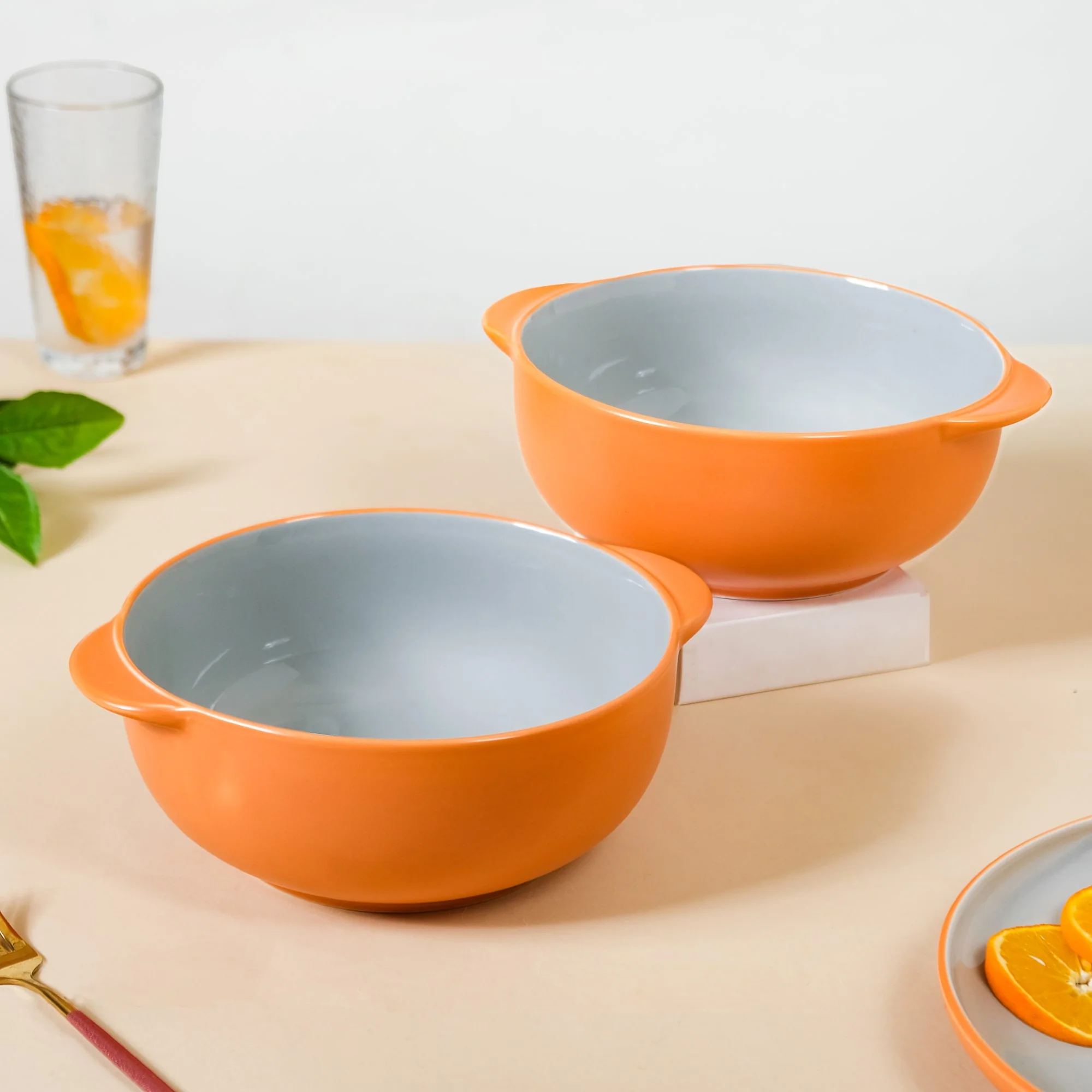 Zoella Ceramic Serving Bowls Set Of 2 Orange 1900ml - Image 8