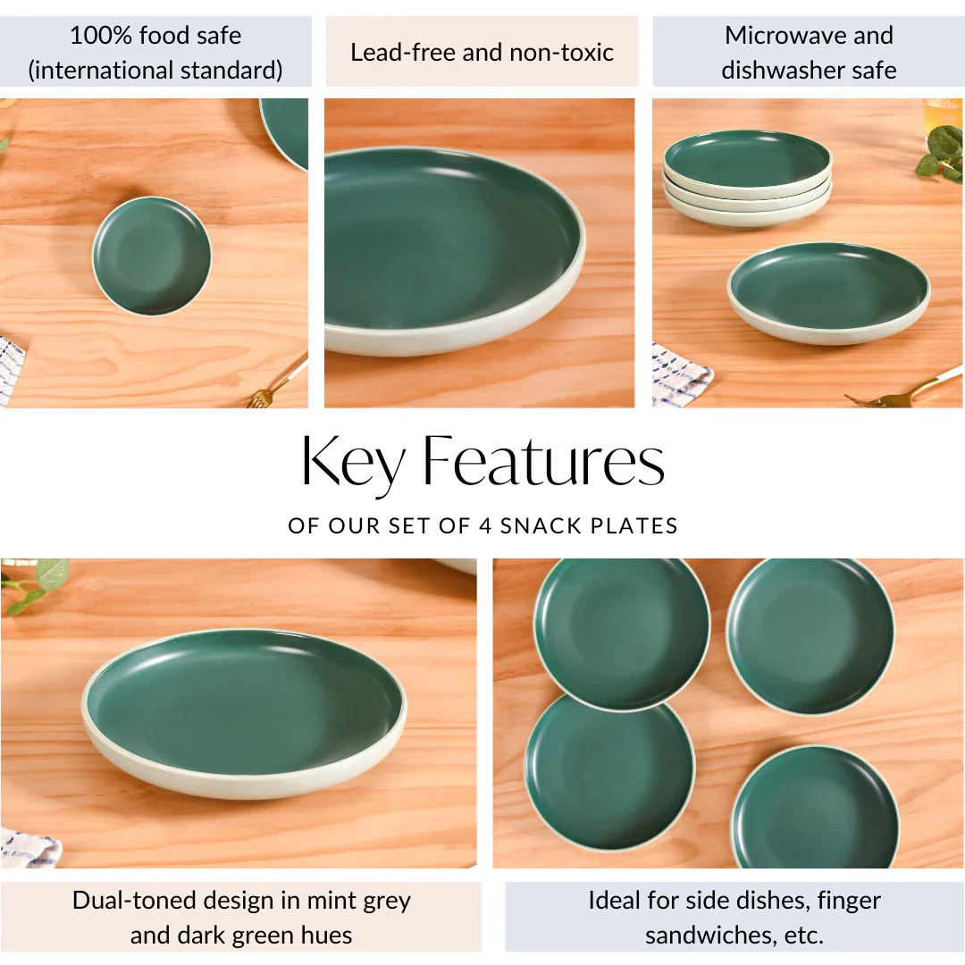 Zoella Ceramic Side Plates Set Of 4 Green 7 Inch - Image 4