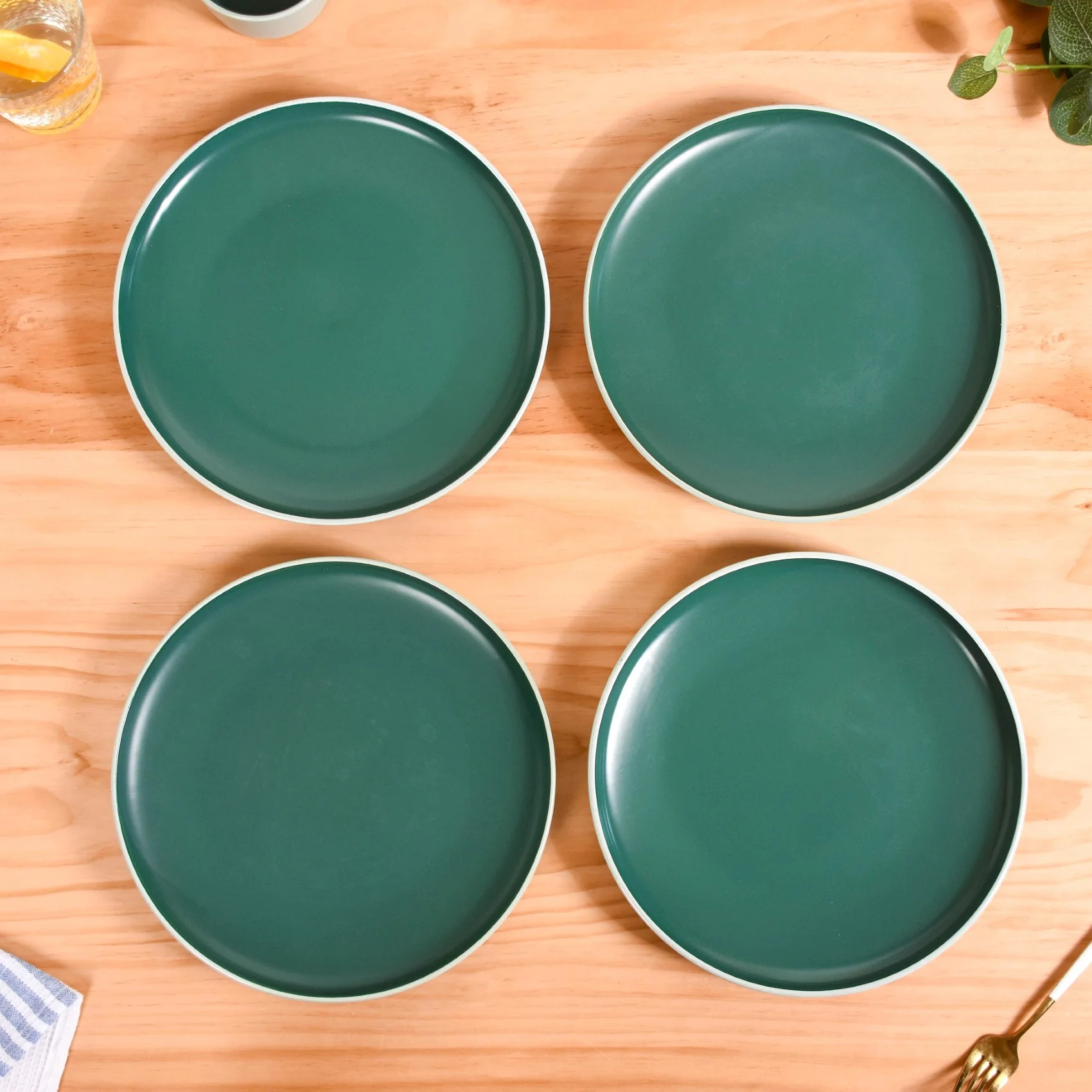Zoella Green Ceramic Dinner Plates Set Of 4 10 Inch - Image 6