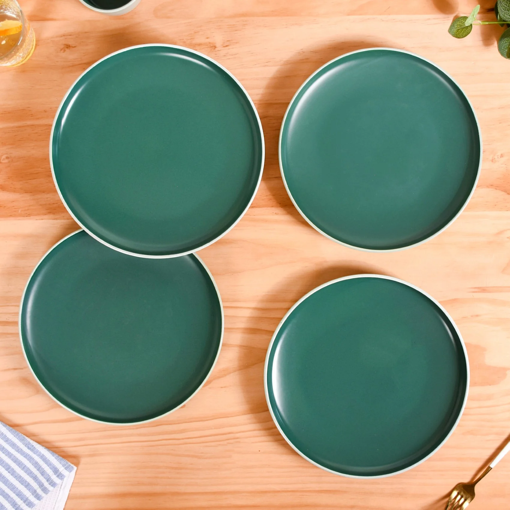 Zoella Green Ceramic Dinner Plates Set Of 4 10 Inch - Image 9